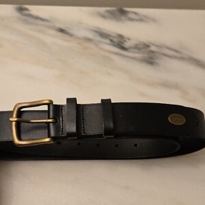 Polo Ralph Lauren 36" Black Leather Belt with Brass Buckle